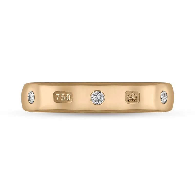 18ct Rose Gold 0.15ct Diamond Queen's Jubilee Hallmark 4mm Ring D