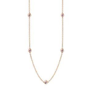 18ct Rose Gold Blue John Fleur De Lis Link Disc Chain Necklace