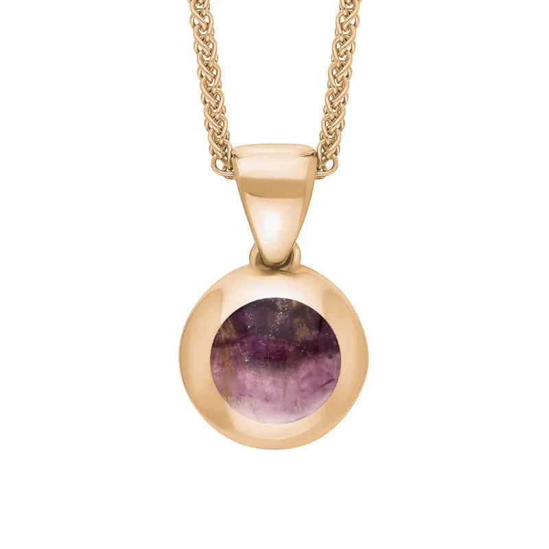18ct Rose Gold Blue John Heart Disc Necklace