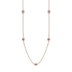 18ct Rose Gold Blue John Heart Link Disc Chain Necklace