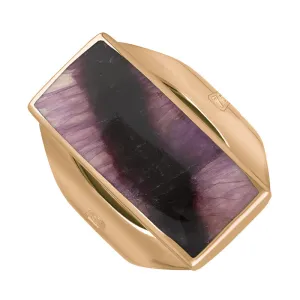 18ct Rose Gold Blue John King's Coronation Hallmark Medium Oblong Ring D