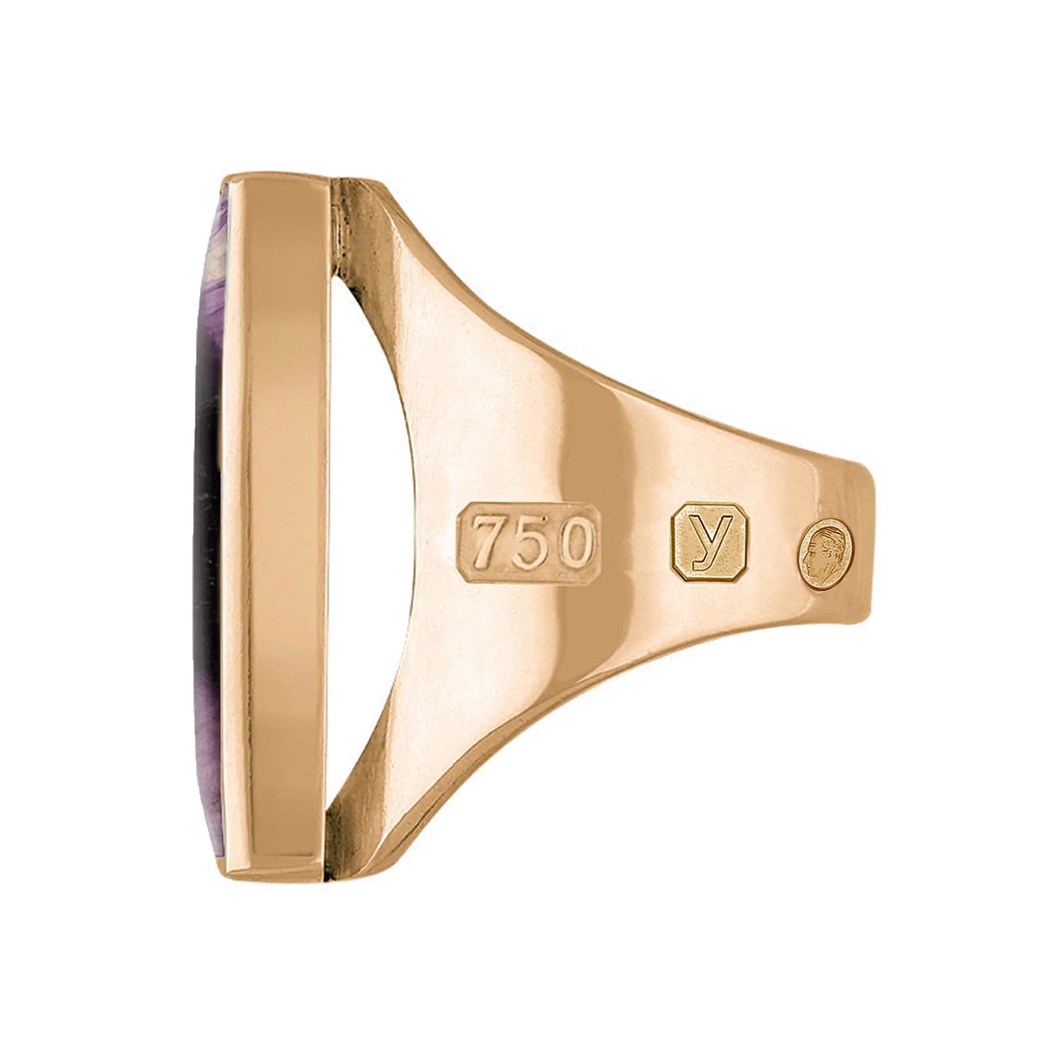 18ct Rose Gold Blue John King's Coronation Hallmark Medium Oblong Ring D