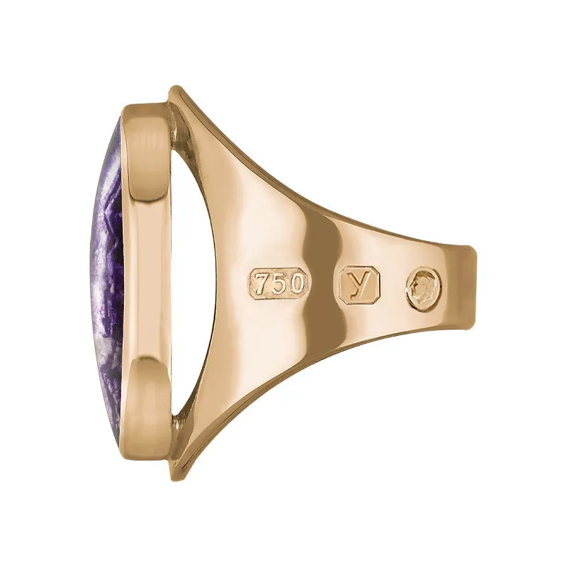 18ct Rose Gold Blue John King's Coronation Hallmark Medium Oval Ring D