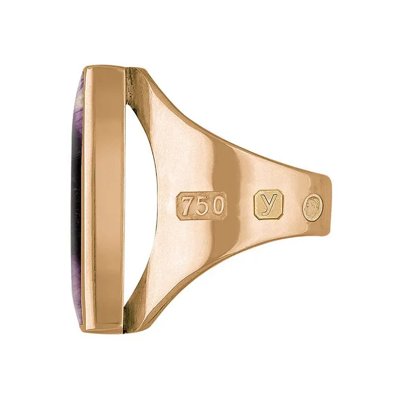 18ct Rose Gold Blue John King's Coronation Hallmark Medium Square Ring D
