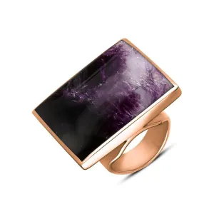 18ct Rose Gold Blue John Large Square Ring