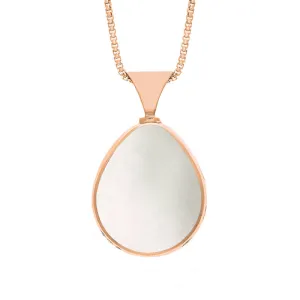 18ct Rose Gold Blue John Mother of Pearl Queens Jubilee Hallmark Double Sided Pear-shaped Necklace D