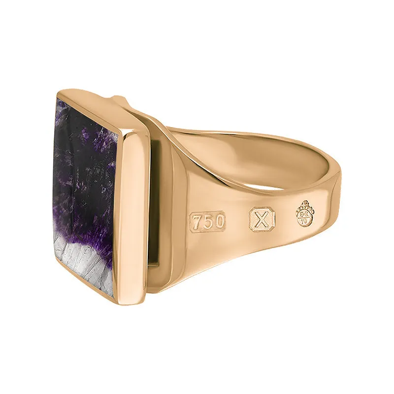 18ct Rose Gold Blue John Queen's Jubilee Hallmark Small Square Ring D