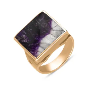 18ct Rose Gold Blue John Queen's Jubilee Hallmark Small Square Ring D
