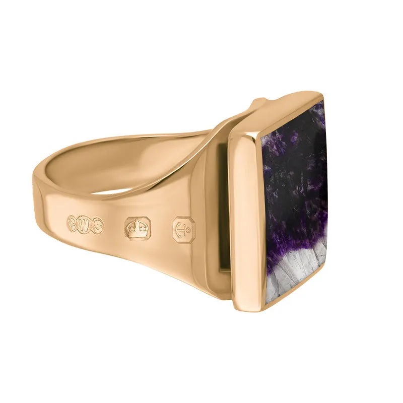 18ct Rose Gold Blue John Queen's Jubilee Hallmark Small Square Ring D