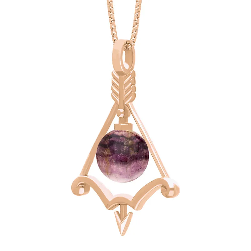 18ct Rose Gold Blue John Zodiac Sagittarius 8mm Bead Pendant