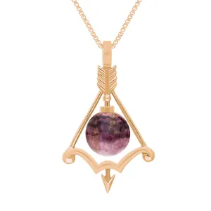 18ct Rose Gold Blue John Zodiac Sagittarius 8mm Bead Pendant