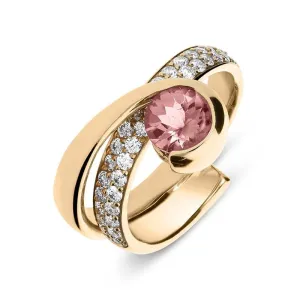 18ct Rose Gold Pink Tourmaline and Diamond Dress Ring
