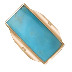 18ct Rose Gold Turquoise King's Coronation Hallmark Large Oblong Ring D