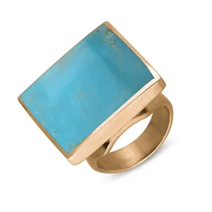 18ct Rose Gold Turquoise King's Coronation Hallmark Medium Square Ring D