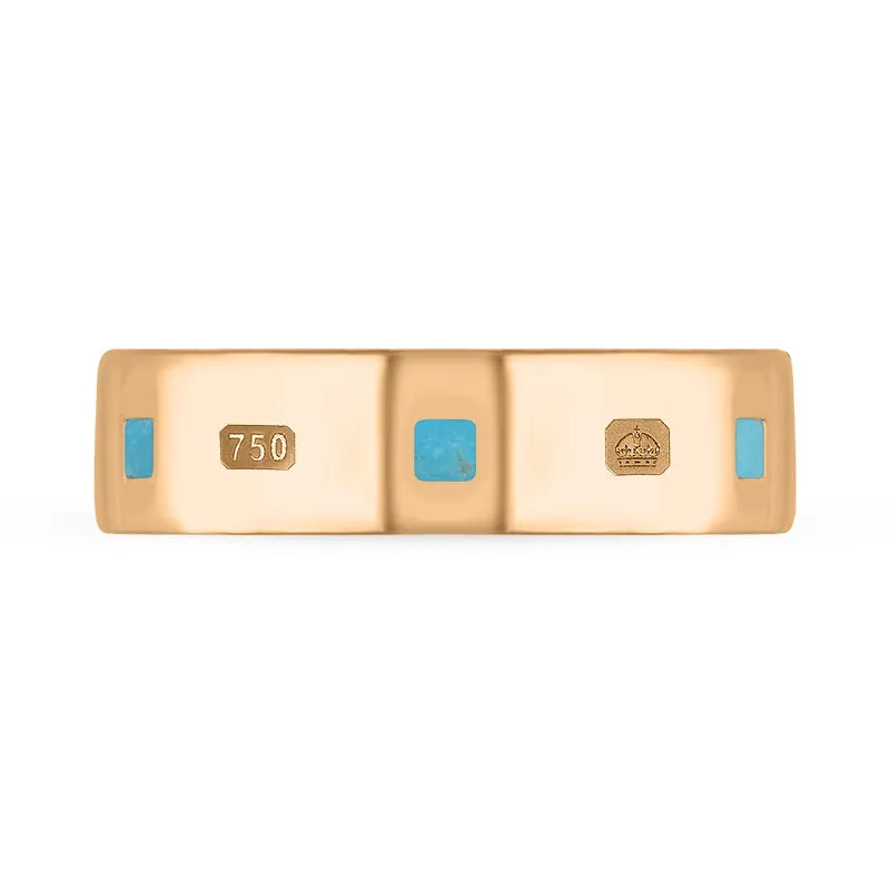 18ct Rose Gold Turquoise King's Coronation Hallmark Princess Cut 6mm Ring D