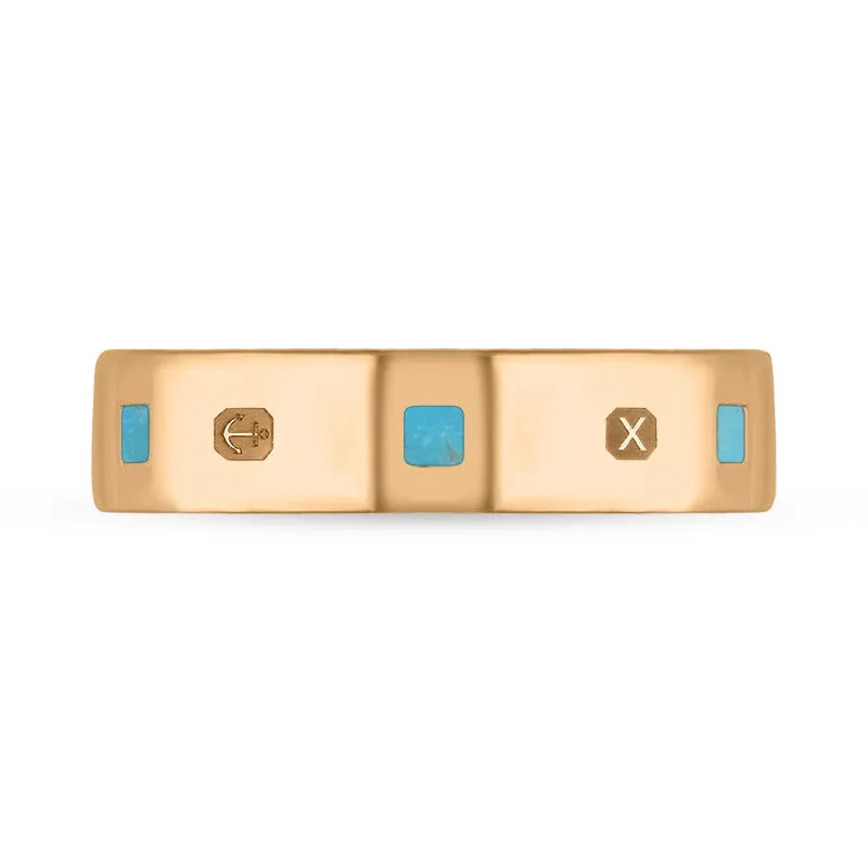 18ct Rose Gold Turquoise Queen's Jubilee Hallmark Princess Cut 5mm Ring D