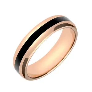 18ct Rose Gold Whitby Jet 2mm Stone Inlaid Wedding Band Ring