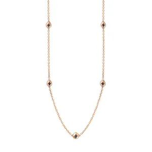 18ct Rose Gold Whitby Jet Fleur De Lis Link Disc Chain Necklace