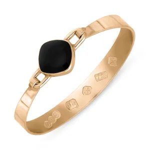 18ct Rose Gold Whitby Jet Hallmark Wide Cushion Bangle