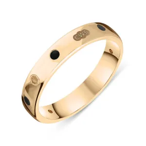 18ct Rose Gold Whitby Jet King's Coronation Hallmark 4mm Ring D