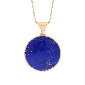 18ct Rose Gold Whitby Jet Lapis King's Coronation Hallmark Double Sided Round Necklace D