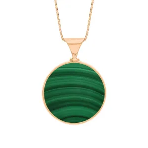 18ct Rose Gold Whitby Jet Malachite King's Coronation Hallmark Double Sided Round Necklace D