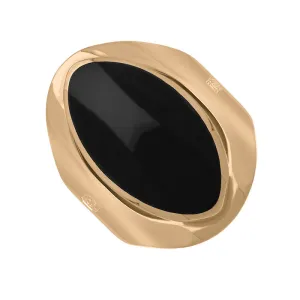 18ct Rose Gold Whitby Jet Queen's Jubilee Hallmark Medium Oval Ring D