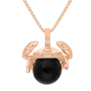 18ct Rose Gold Whitby Jet Zodiac Cancer 8mm Bead Pendant