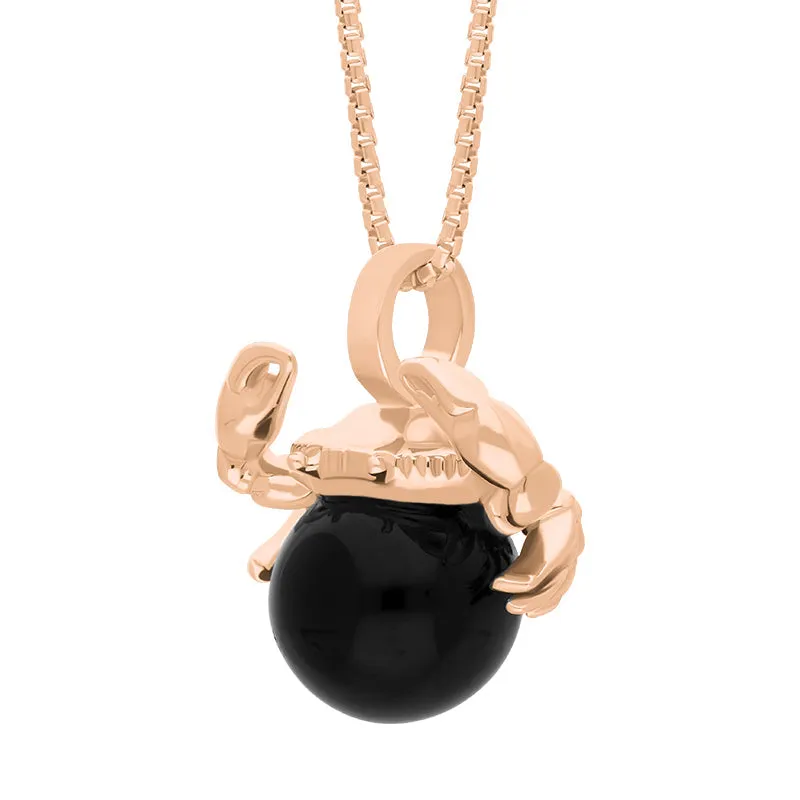 18ct Rose Gold Whitby Jet Zodiac Cancer 8mm Bead Pendant
