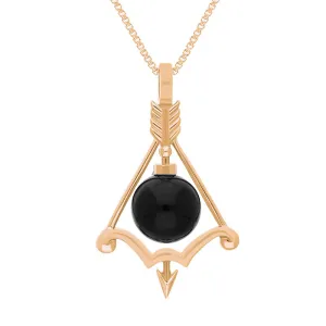 18ct Rose Gold Whitby Jet Zodiac Sagittarius 8mm Bead Pendant