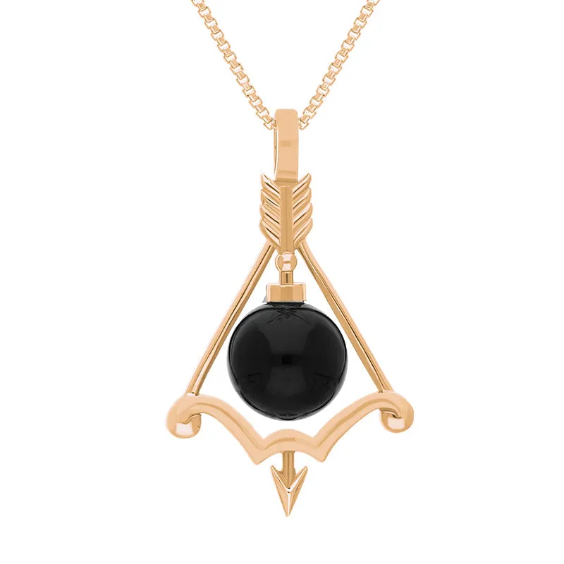 18ct Rose Gold Whitby Jet Zodiac Sagittarius 8mm Bead Pendant