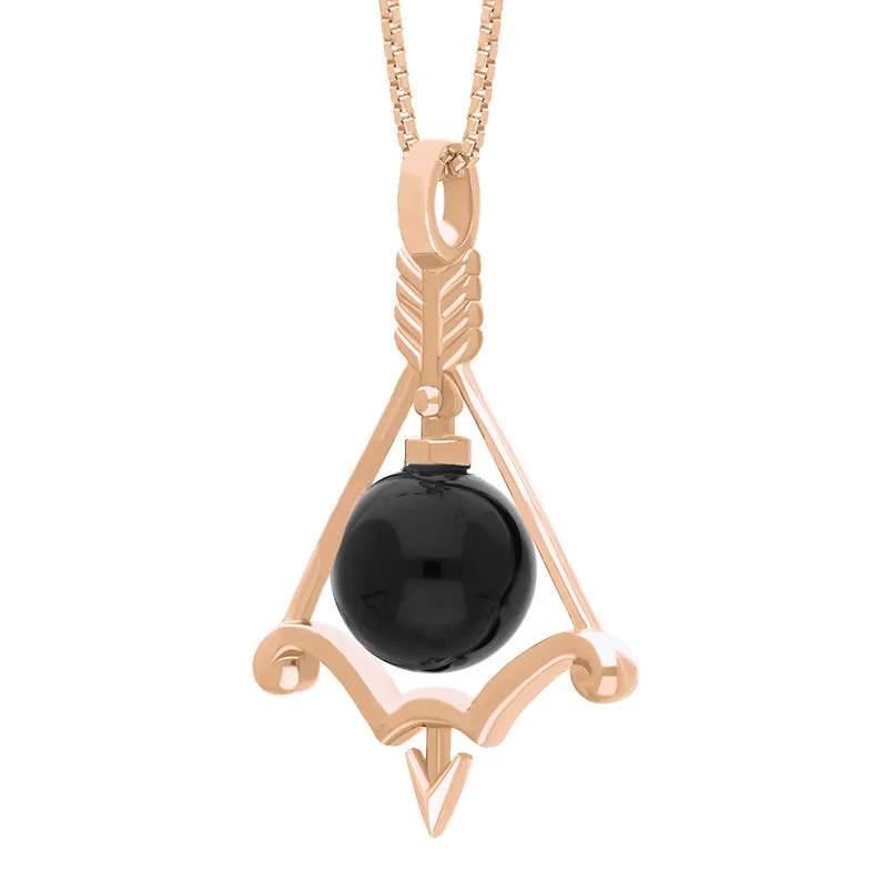 18ct Rose Gold Whitby Jet Zodiac Sagittarius 8mm Bead Pendant