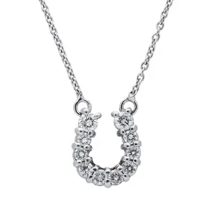 18ct White Gold 0.10ct Diamond Horseshoe Necklace