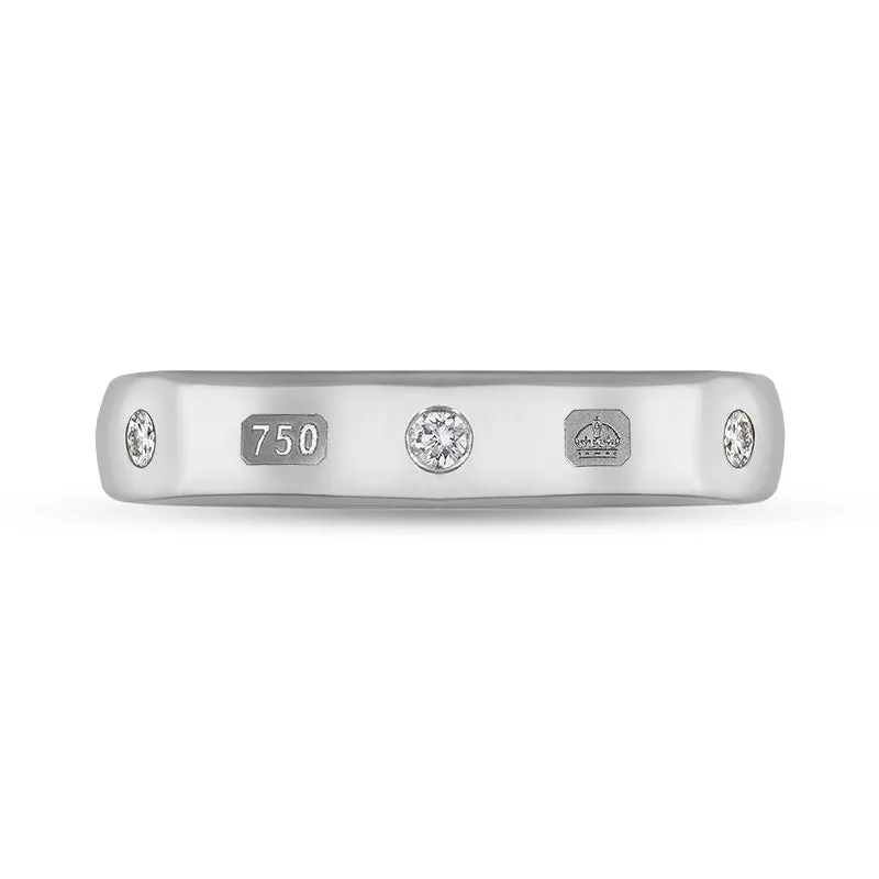 18ct White Gold 0.15ct Diamond King's Coronation Hallmark 4mm Ring D