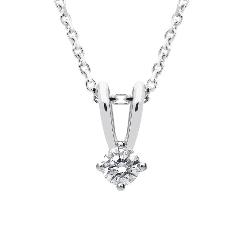 18ct White Gold 0.15ct Diamond Solitaire Necklace