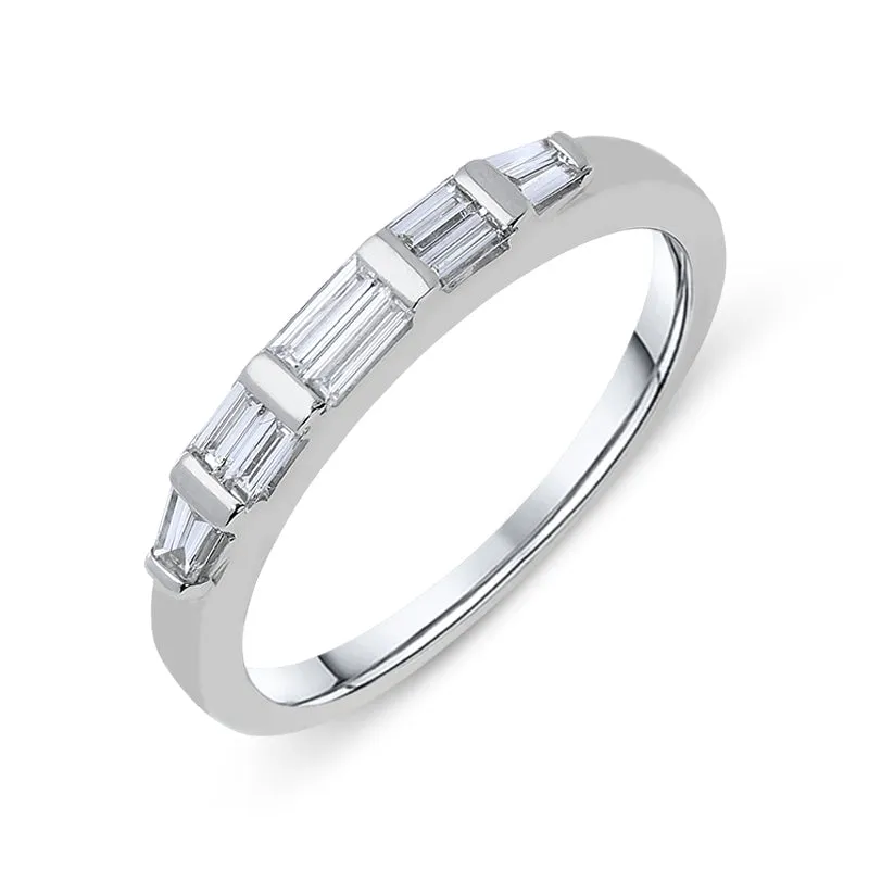 18ct White Gold 0.40ct Diamond Baguette Cut Half Eternity Ring