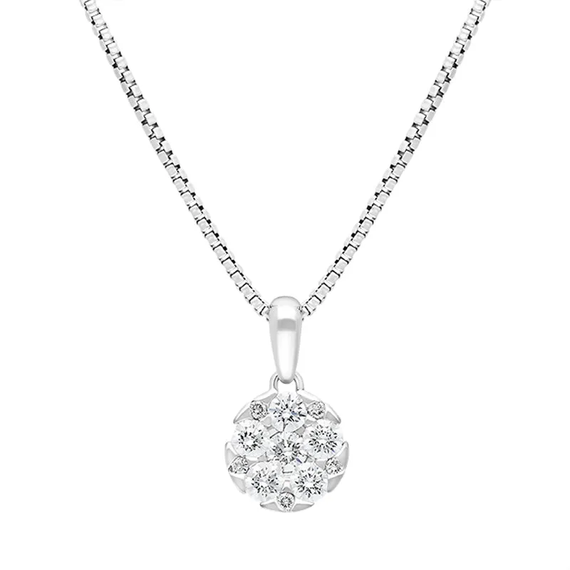 18ct White Gold 0.46ct Diamond Round Cluster Pendant