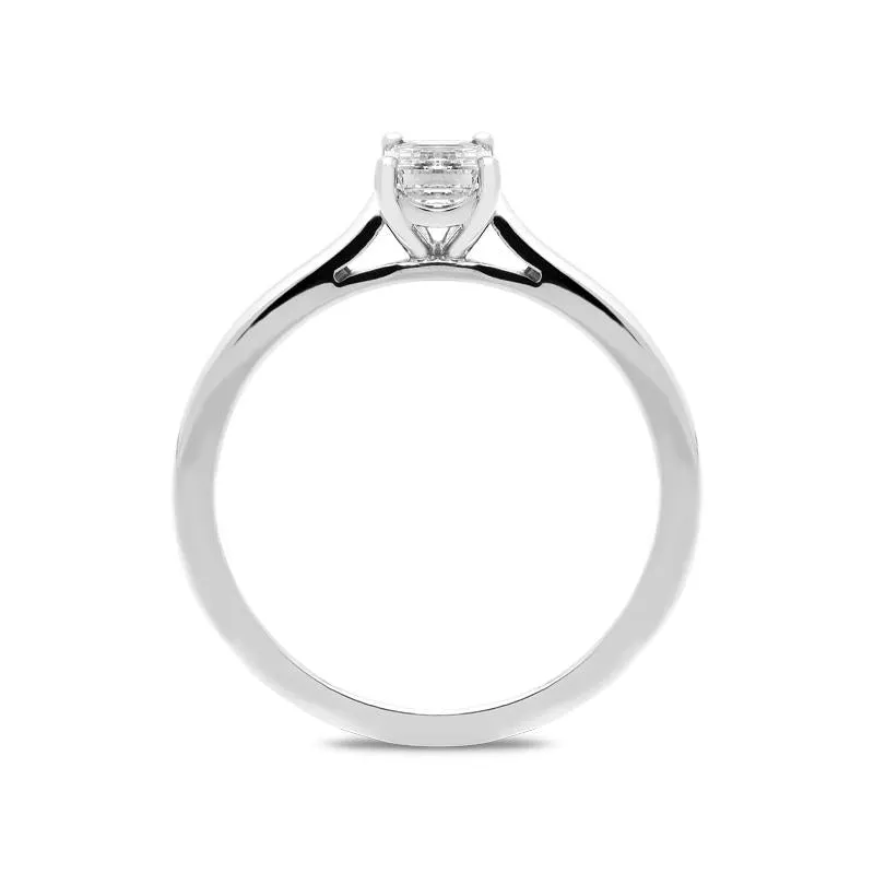 18ct White Gold 0.50ct Diamond Emerald Cut Solitaire Ring D