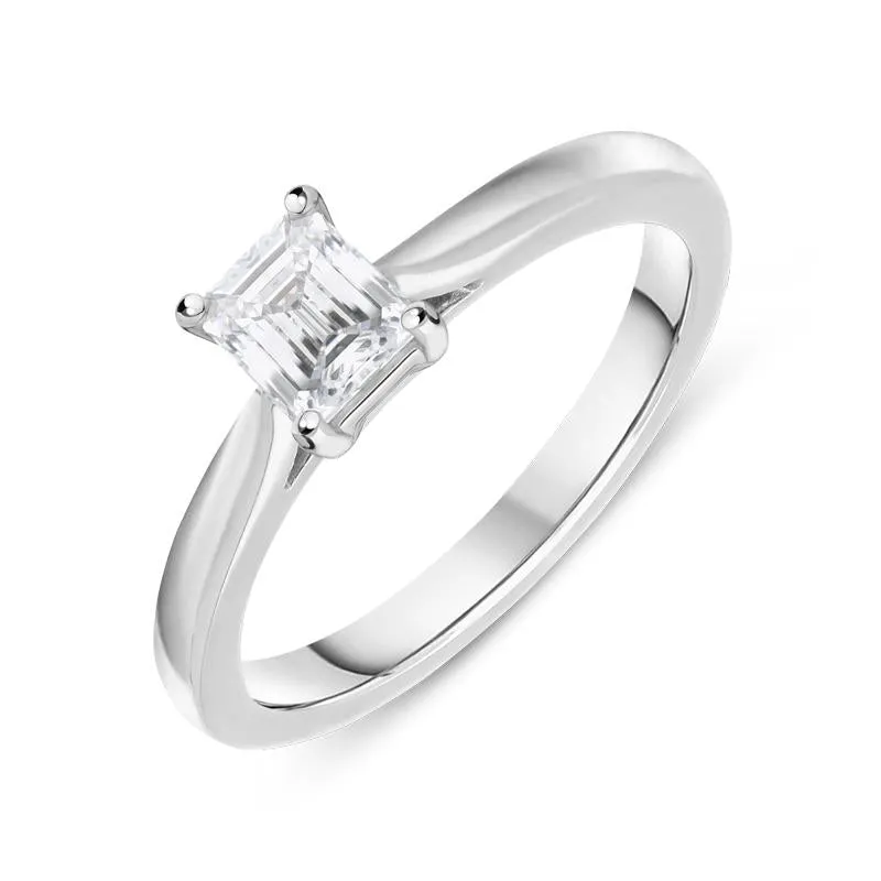 18ct White Gold 0.50ct Diamond Emerald Cut Solitaire Ring D