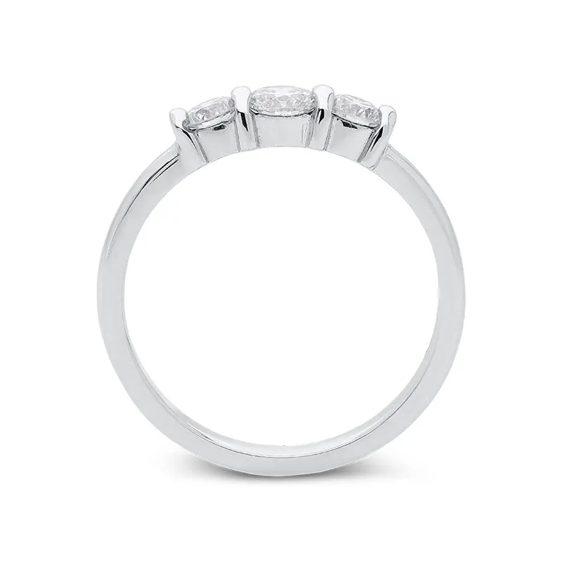 18ct White Gold 0.50ct Diamond Trilogy Bar Set Ring