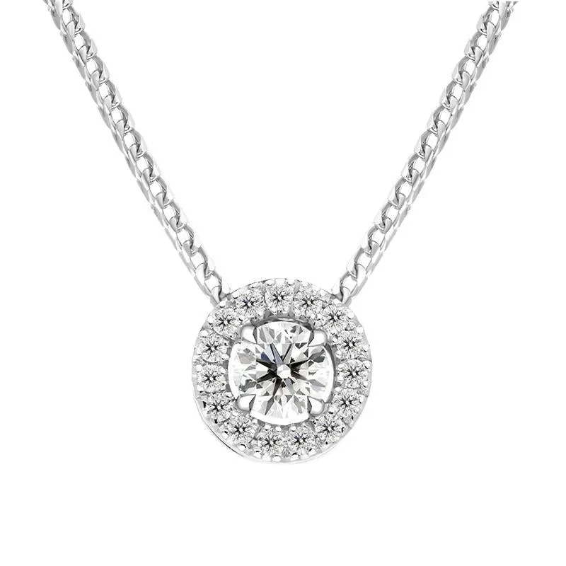 18ct White Gold 0.51ct Diamond Round Cluster Pendant