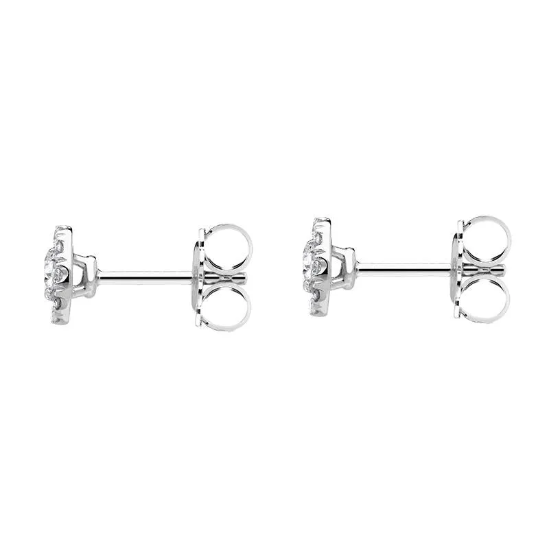 18ct White Gold 0.53ct Diamond Claw Set Pave Round Stud Earrings