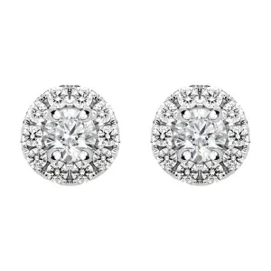 18ct White Gold 0.53ct Diamond Claw Set Pave Round Stud Earrings
