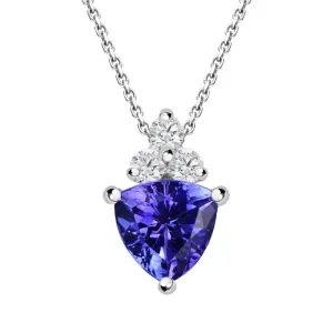 18ct White Gold 0.61ct Tanzanite Diamond Trillion Cut Necklace D
