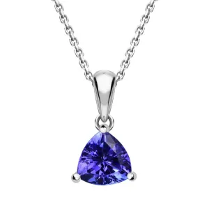 18ct White Gold 0.68ct Tanzanite Trillion Cut Solitaire Necklace D