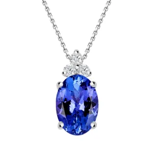 18ct White Gold 0.71ct Tanzanite Diamond Oval Cut Necklace D