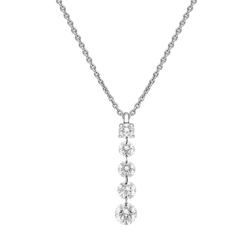 18ct White Gold 0.73ct Diamond Cascading Drop Necklace D