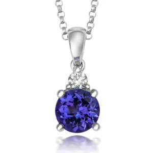 18ct White Gold 0.75ct Tanzanite and Diamond Necklace D