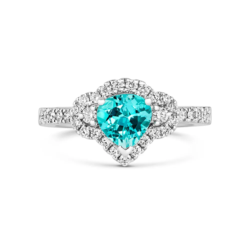 18ct White Gold 1.10ct Paraiba Tourmaline Diamond Ring