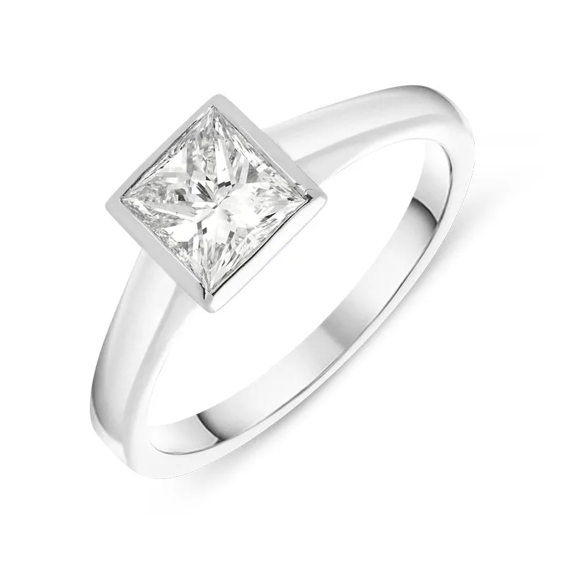 18ct White Gold 1.12ct Diamond Princess Cut Solitaire Ring
